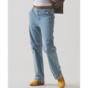 Superdown Amanda Cargo Baggy Jeans Blue Wash Size 27